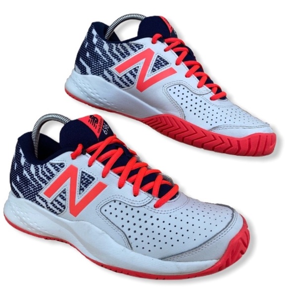 New Balance Shoes - New Balance 696 White Leather Athletic Sneakers